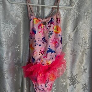 Wonder Nation 5T Girls pink one-piece tutu swimsuit